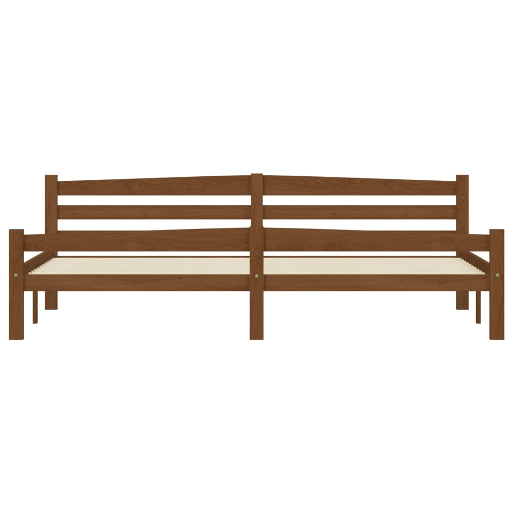 Cadre de lit sans matelas marron miel bois pin massif 200x200cm - XIOS