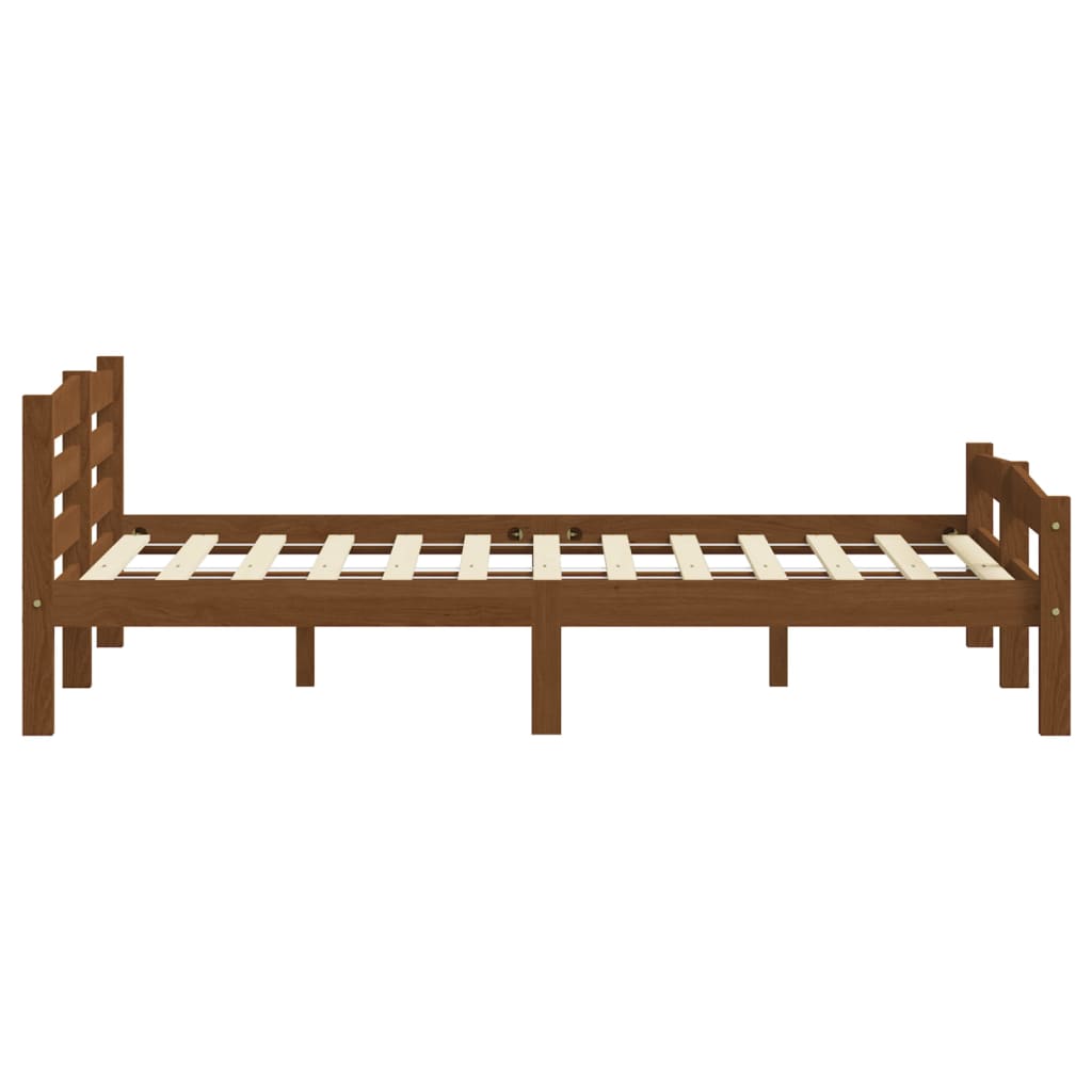 Cadre de lit sans matelas marron miel bois pin massif 200x200cm - XIOS
