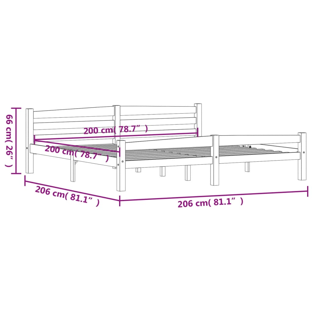 Cadre de lit sans matelas marron miel bois pin massif 200x200cm - XIOS