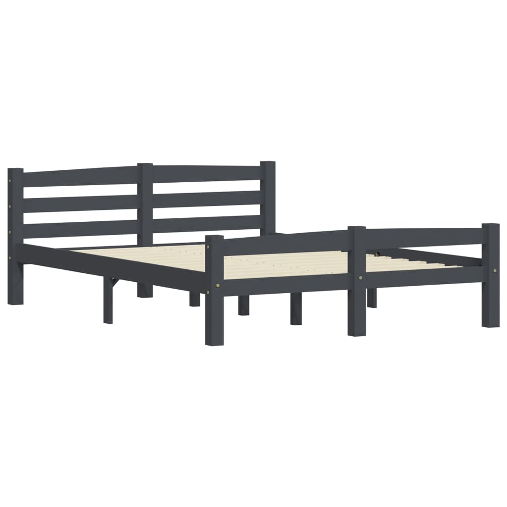 Cadre de lit sans matelas gris foncé pin massif 120x200 cm - XIOS