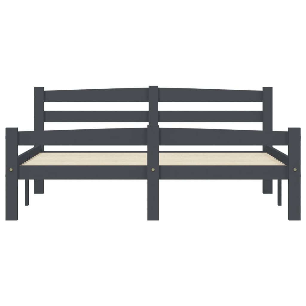 Cadre de lit sans matelas gris foncé pin massif 120x200 cm - XIOS