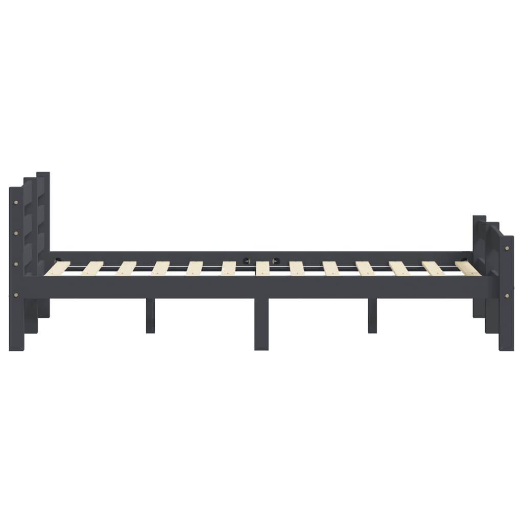 Cadre de lit sans matelas gris foncé pin massif 120x200 cm - XIOS