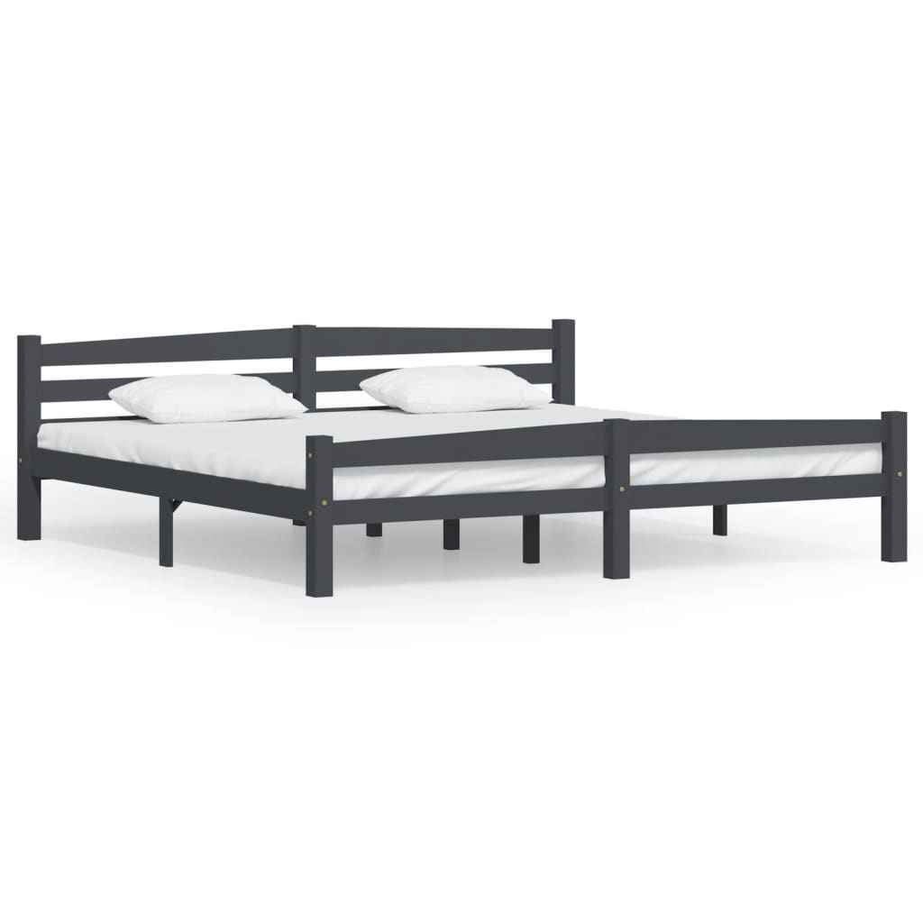 Cadre de lit sans matelas gris foncé pin massif 200x200 cm - XIOS
