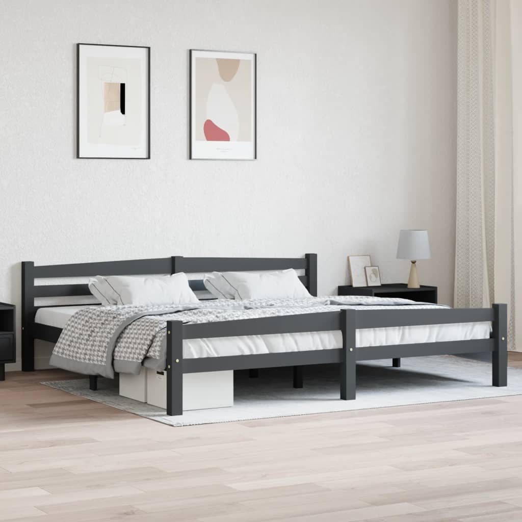 Cadre de lit sans matelas gris foncé pin massif 200x200 cm - XIOS
