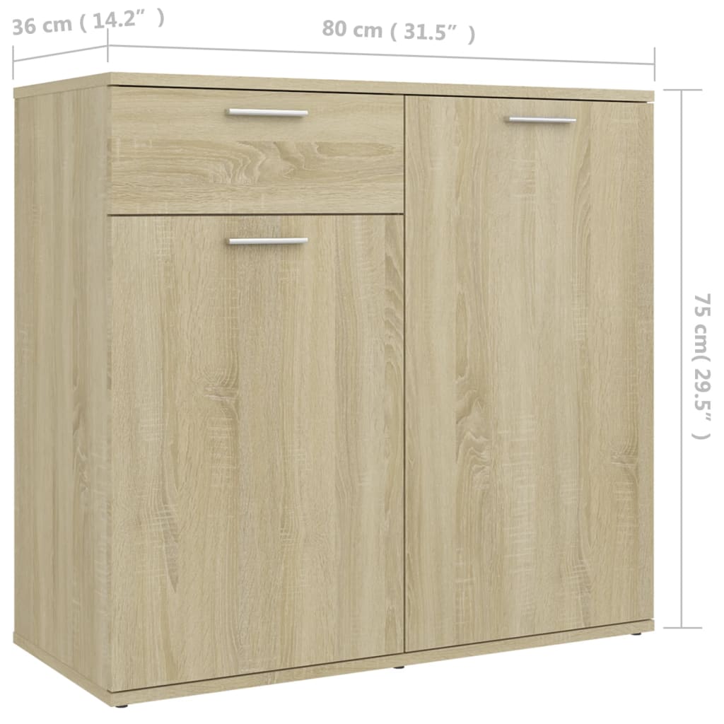 Buffet chêne sonoma 80x36x75 cm bois d'ingénierie - XIOS