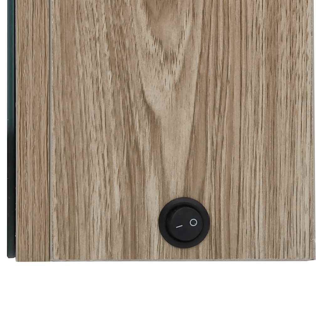 Armoire de salle de bain à miroir LED 89x14x62 cm chêne - XIOS