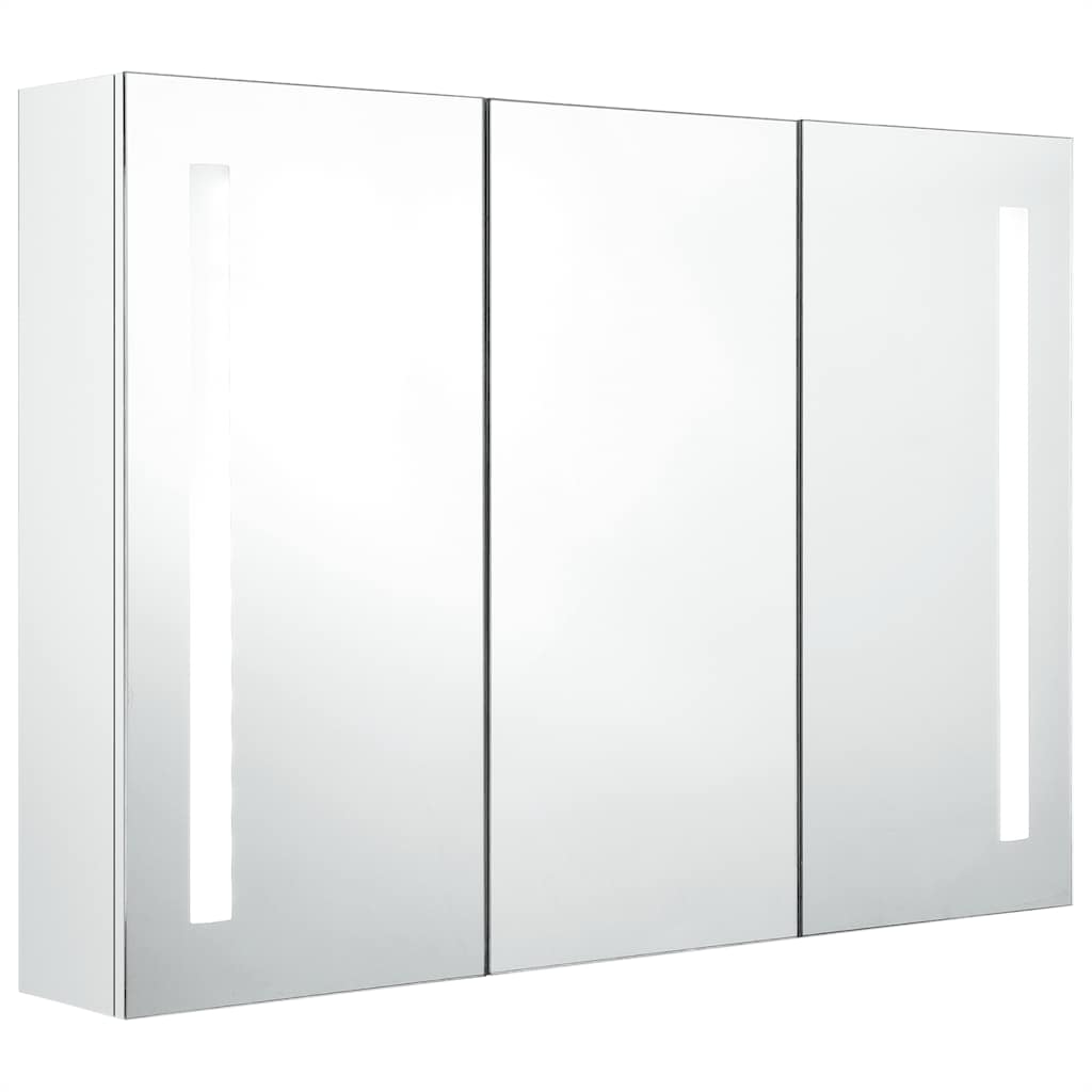 Armoire de salle de bain à miroir LED 89x14x62cm Blanc brillant - XIOS
