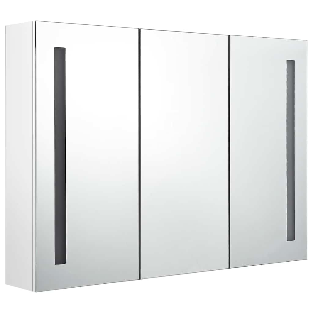 Armoire de salle de bain à miroir LED 89x14x62cm Blanc brillant - XIOS