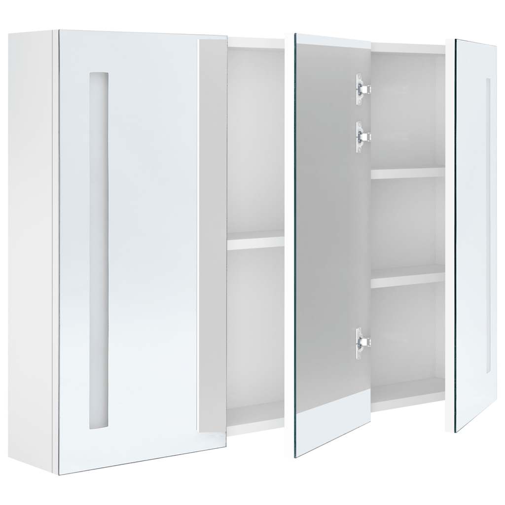 Armoire de salle de bain à miroir LED 89x14x62cm Blanc brillant - XIOS