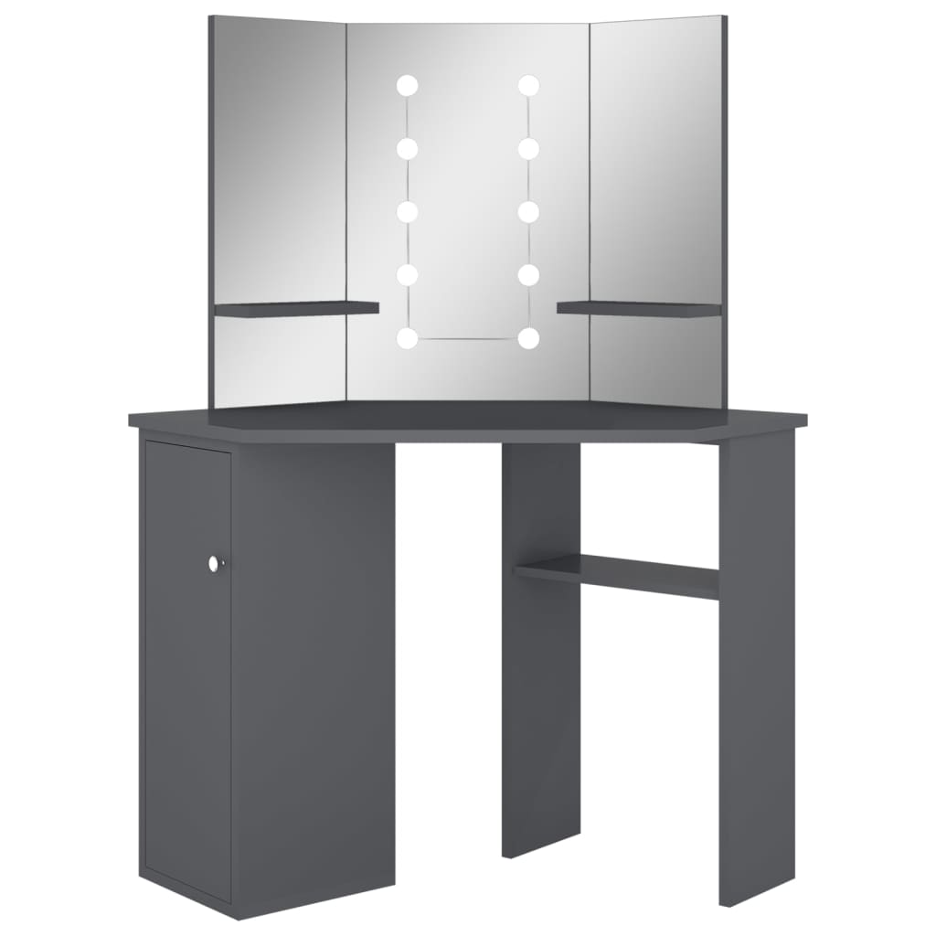 Coiffeuse d'angle avec LED Gris 111x54x141,5 cm - XIOS