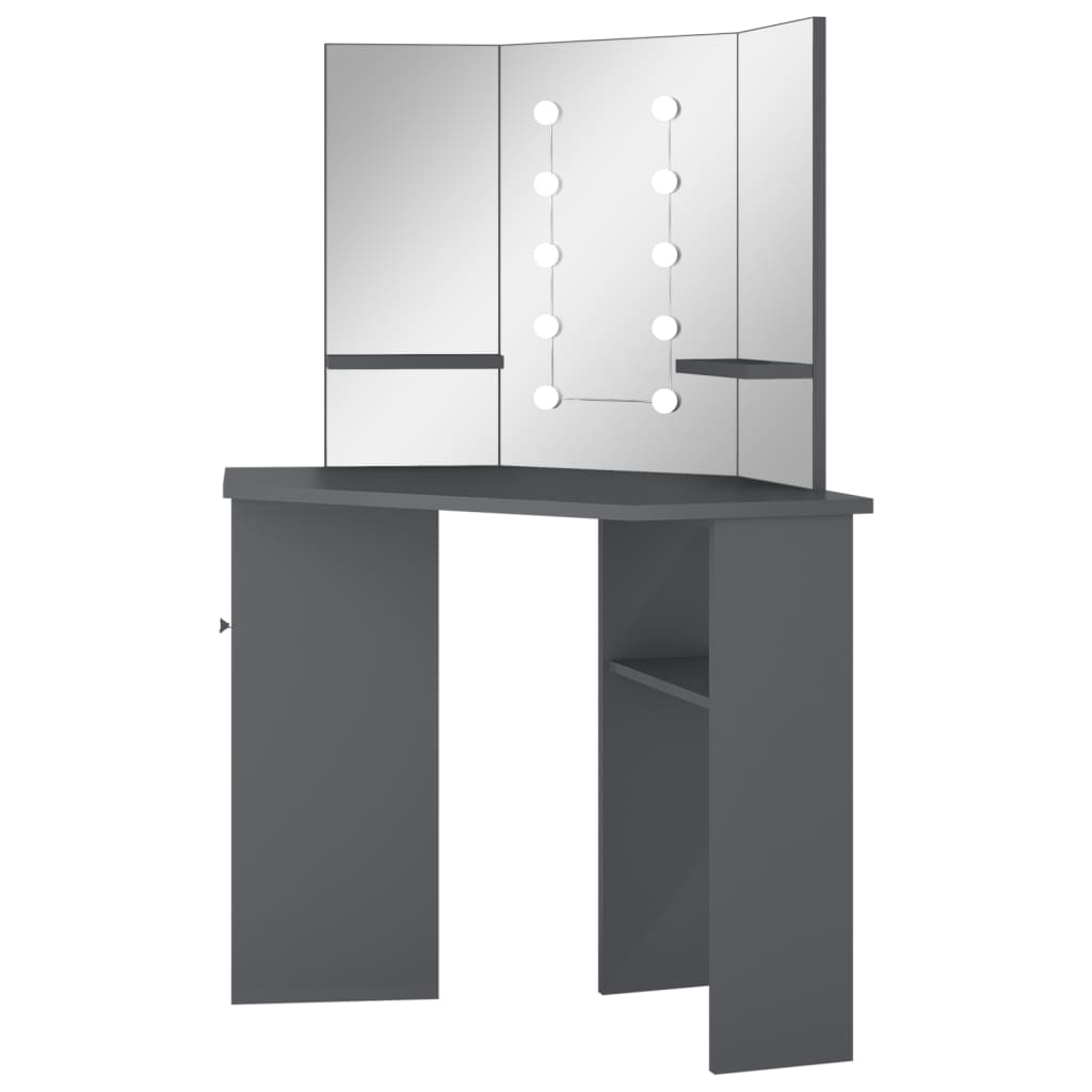 Coiffeuse d'angle avec LED Gris 111x54x141,5 cm - XIOS