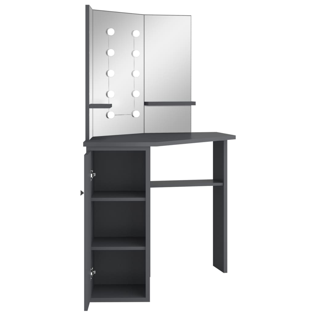 Coiffeuse d'angle avec LED Gris 111x54x141,5 cm - XIOS