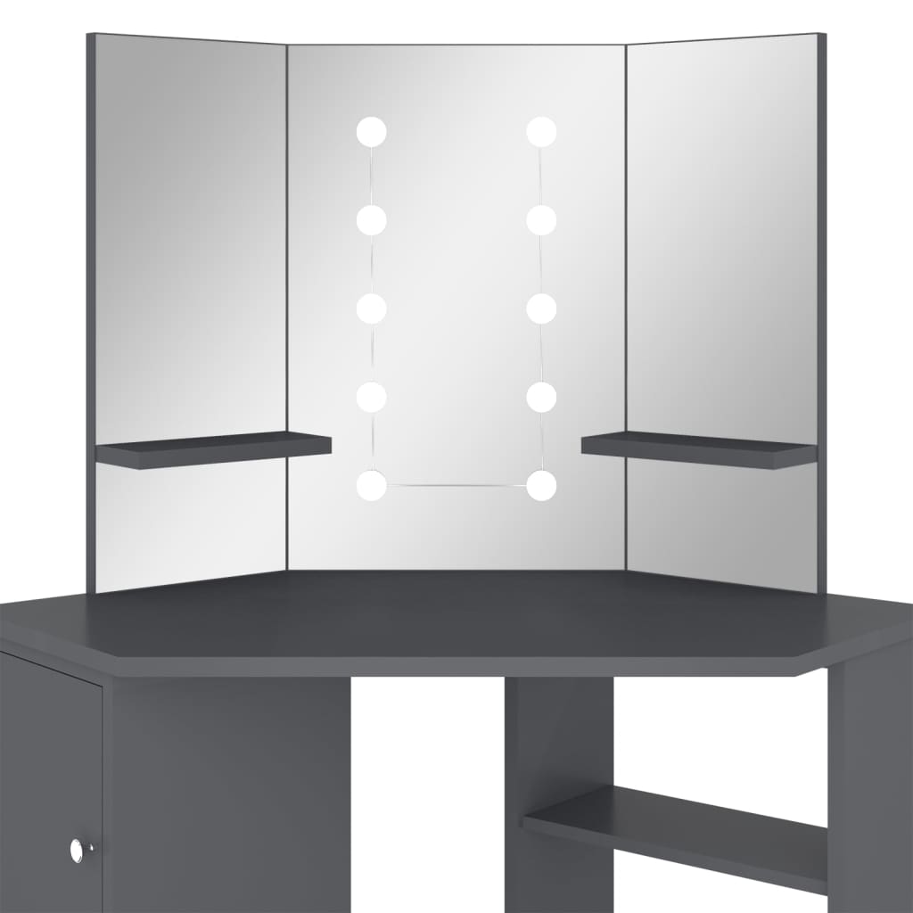 Coiffeuse d'angle avec LED Gris 111x54x141,5 cm - XIOS