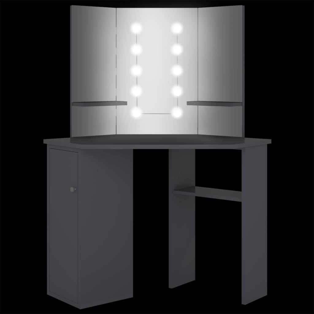 Coiffeuse d'angle avec LED Gris 111x54x141,5 cm - XIOS