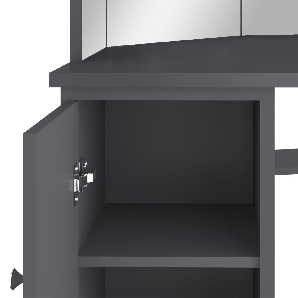 Coiffeuse d'angle avec LED Gris 111x54x141,5 cm - XIOS