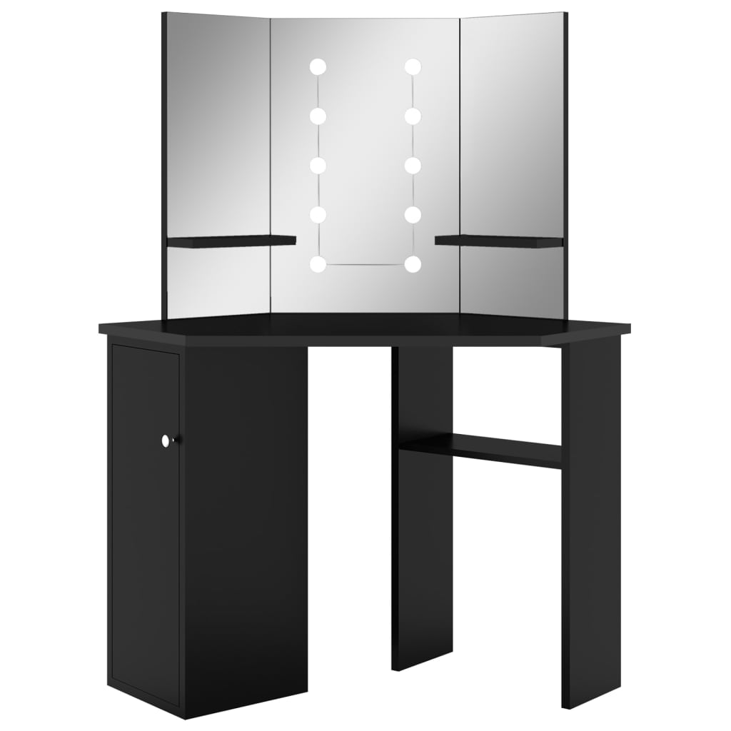 Coiffeuse d'angle avec LED Noir 111x54x141,5 cm - XIOS