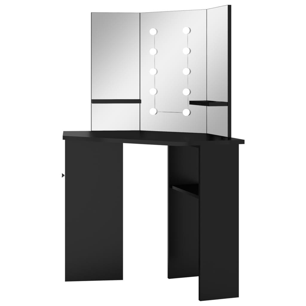 Coiffeuse d'angle avec LED Noir 111x54x141,5 cm - XIOS