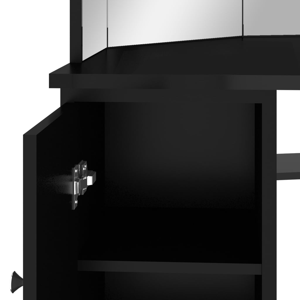 Coiffeuse d'angle avec LED Noir 111x54x141,5 cm - XIOS