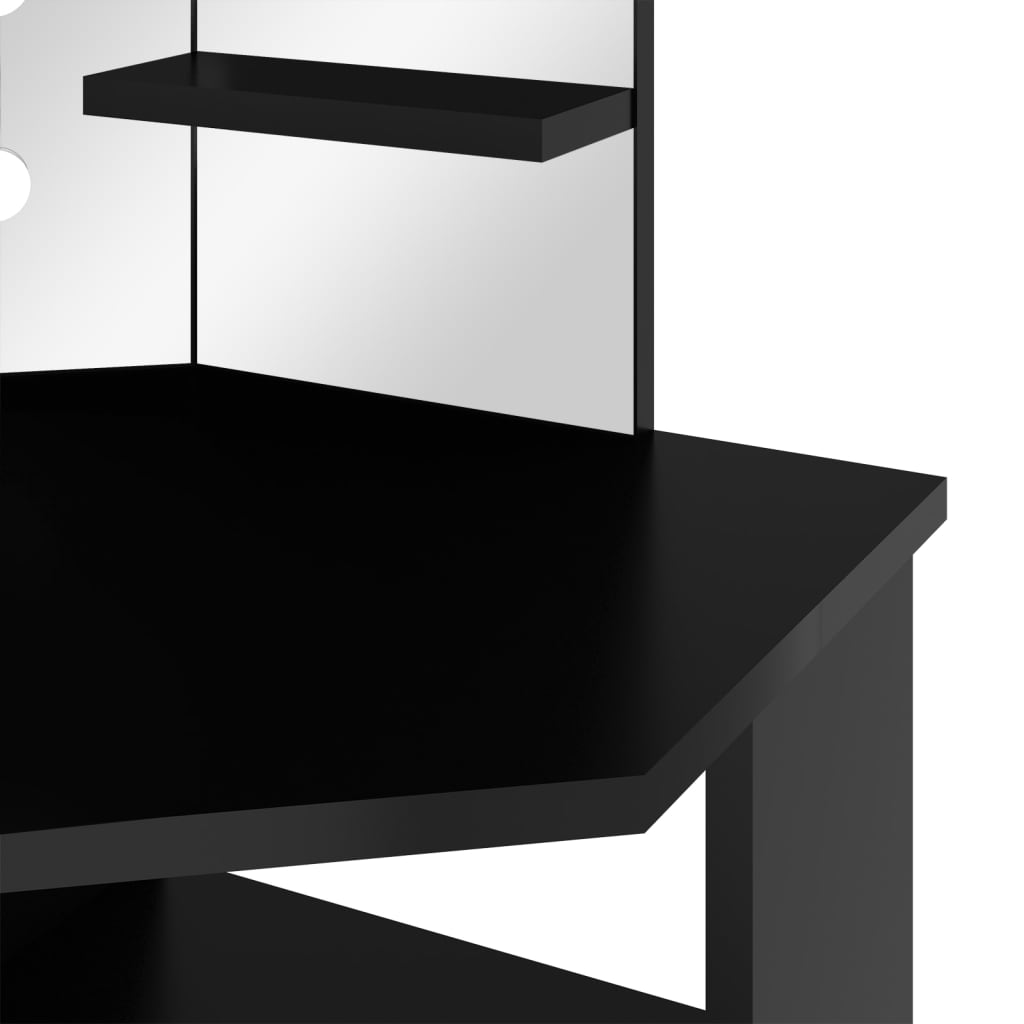 Coiffeuse d'angle avec LED Noir 111x54x141,5 cm - XIOS
