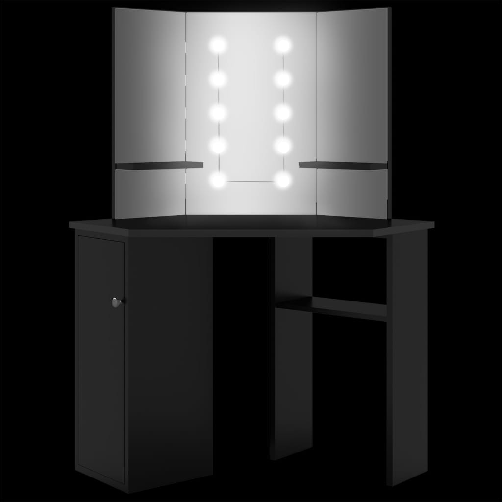 Coiffeuse d'angle avec LED Noir 111x54x141,5 cm - XIOS