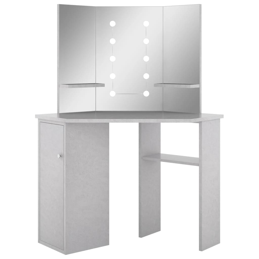 Coiffeuse d'angle avec LED Gris béton 111x54x141,5 cm - XIOS