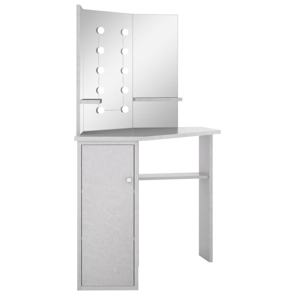 Coiffeuse d'angle avec LED Gris béton 111x54x141,5 cm - XIOS