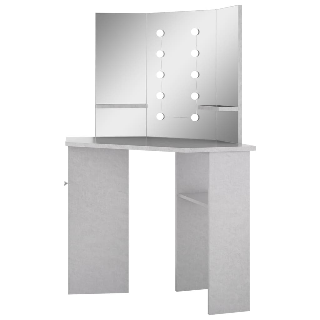 Coiffeuse d'angle avec LED Gris béton 111x54x141,5 cm - XIOS