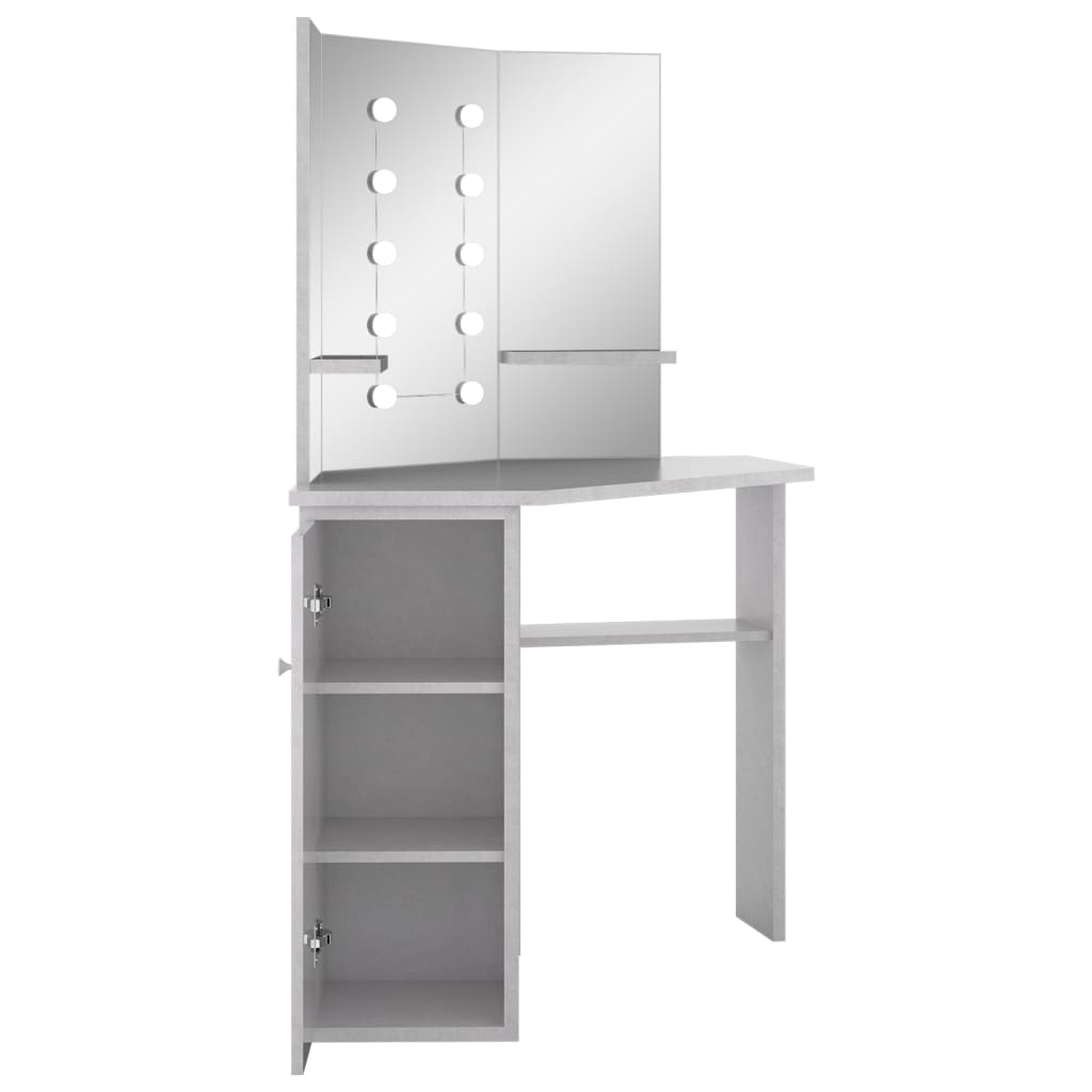 Coiffeuse d'angle avec LED Gris béton 111x54x141,5 cm - XIOS