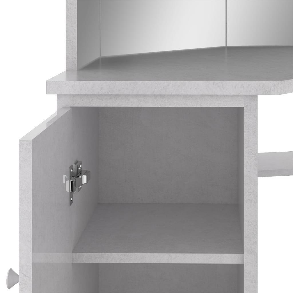 Coiffeuse d'angle avec LED Gris béton 111x54x141,5 cm - XIOS