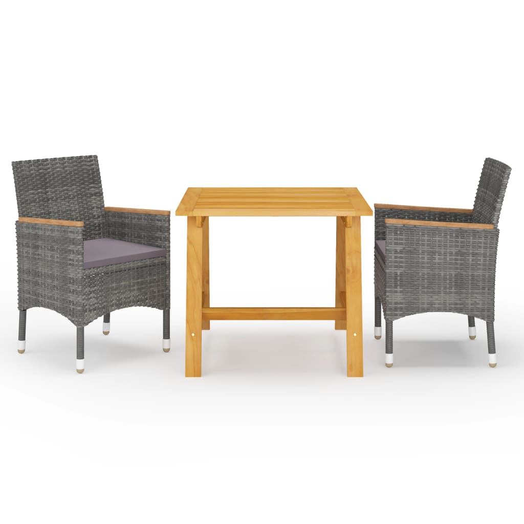 Ensemble à manger de jardin 3 pcs Gris