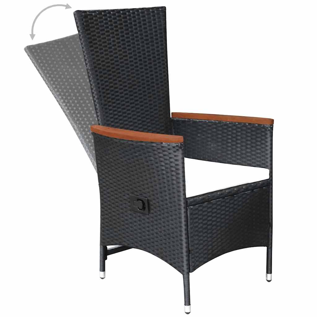 Ensemble à manger de jardin 3 pcs Noir