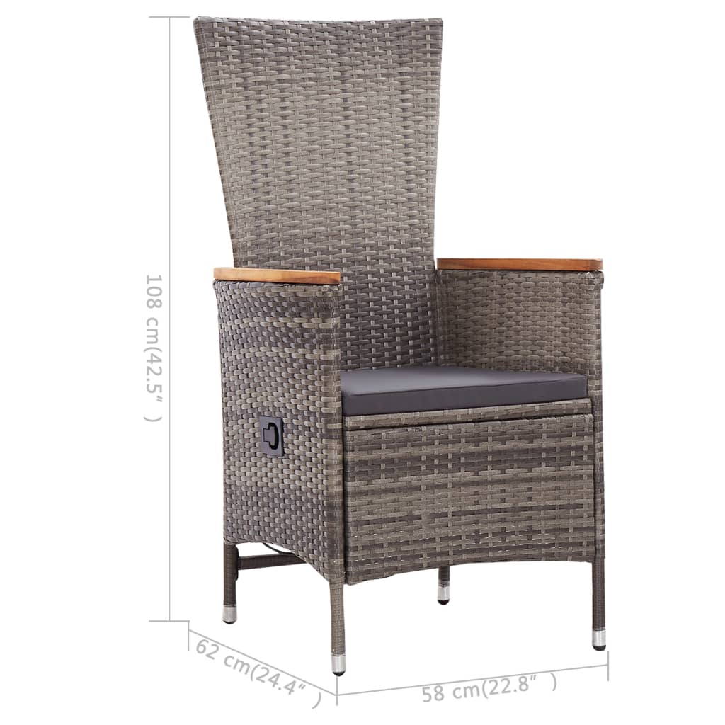 Ensemble à manger de jardin 3 pcs Gris