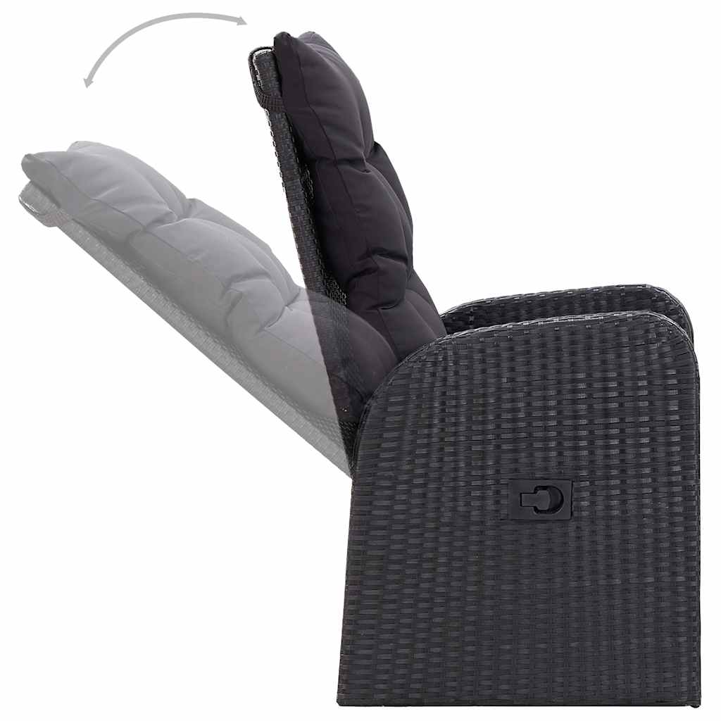 Ensemble à manger de jardin 3 pcs Noir