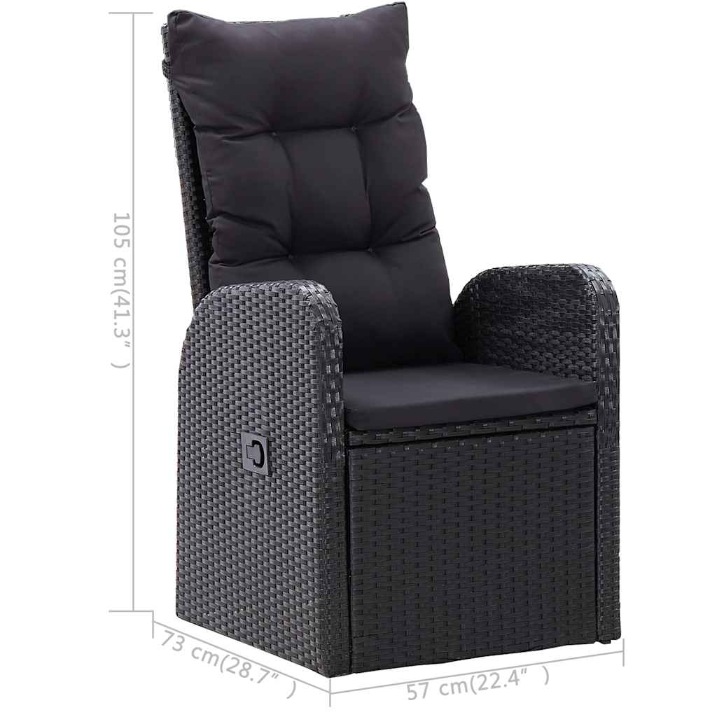 Ensemble à manger de jardin 3 pcs Noir