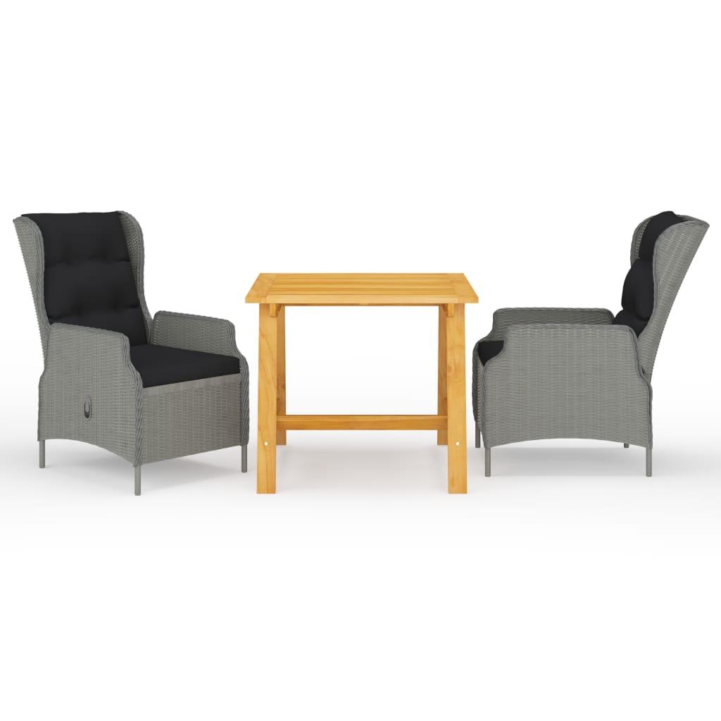 Ensemble à manger de jardin 3 pcs Gris clair