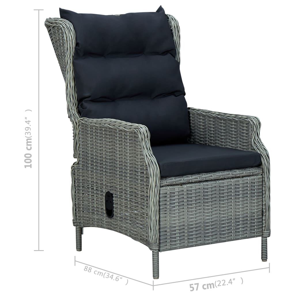 Ensemble à manger de jardin 3 pcs Gris clair
