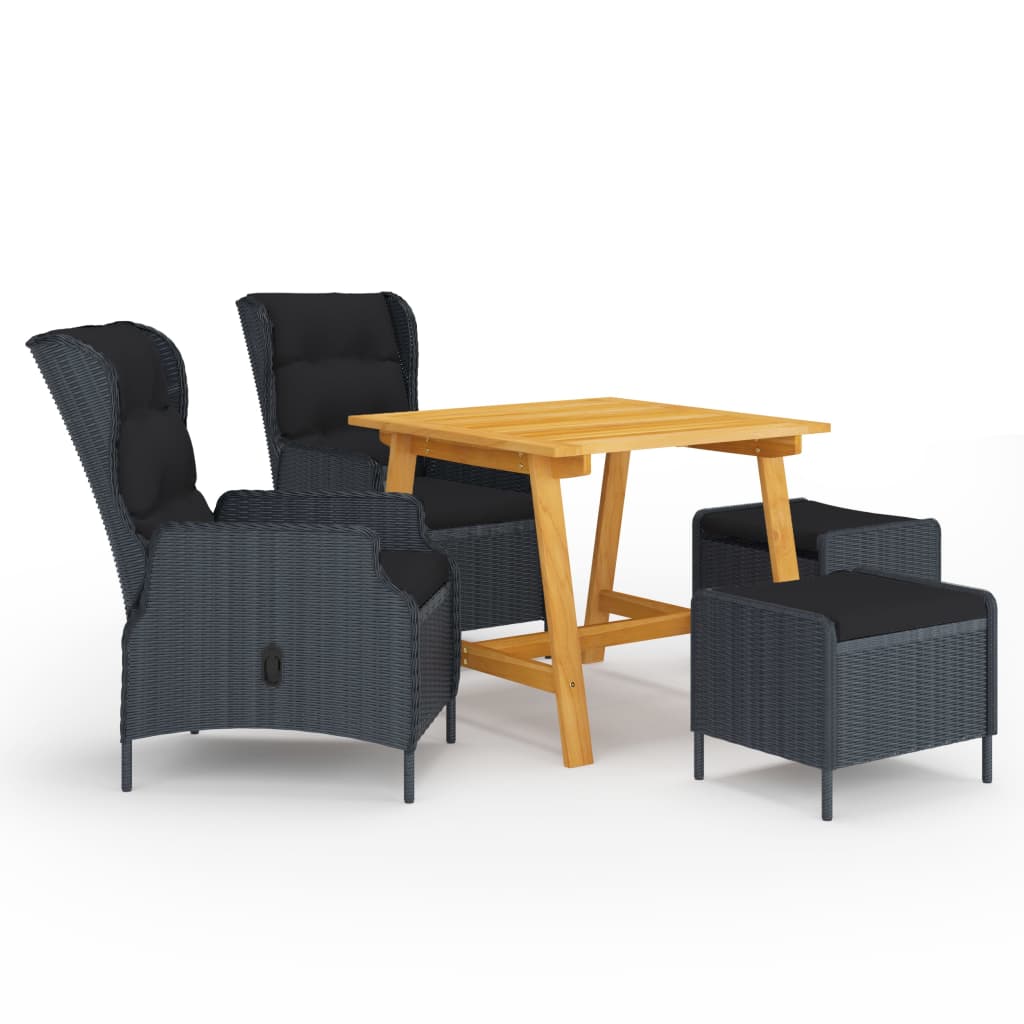 Ensemble à manger de jardin 5 pcs Gris foncé
