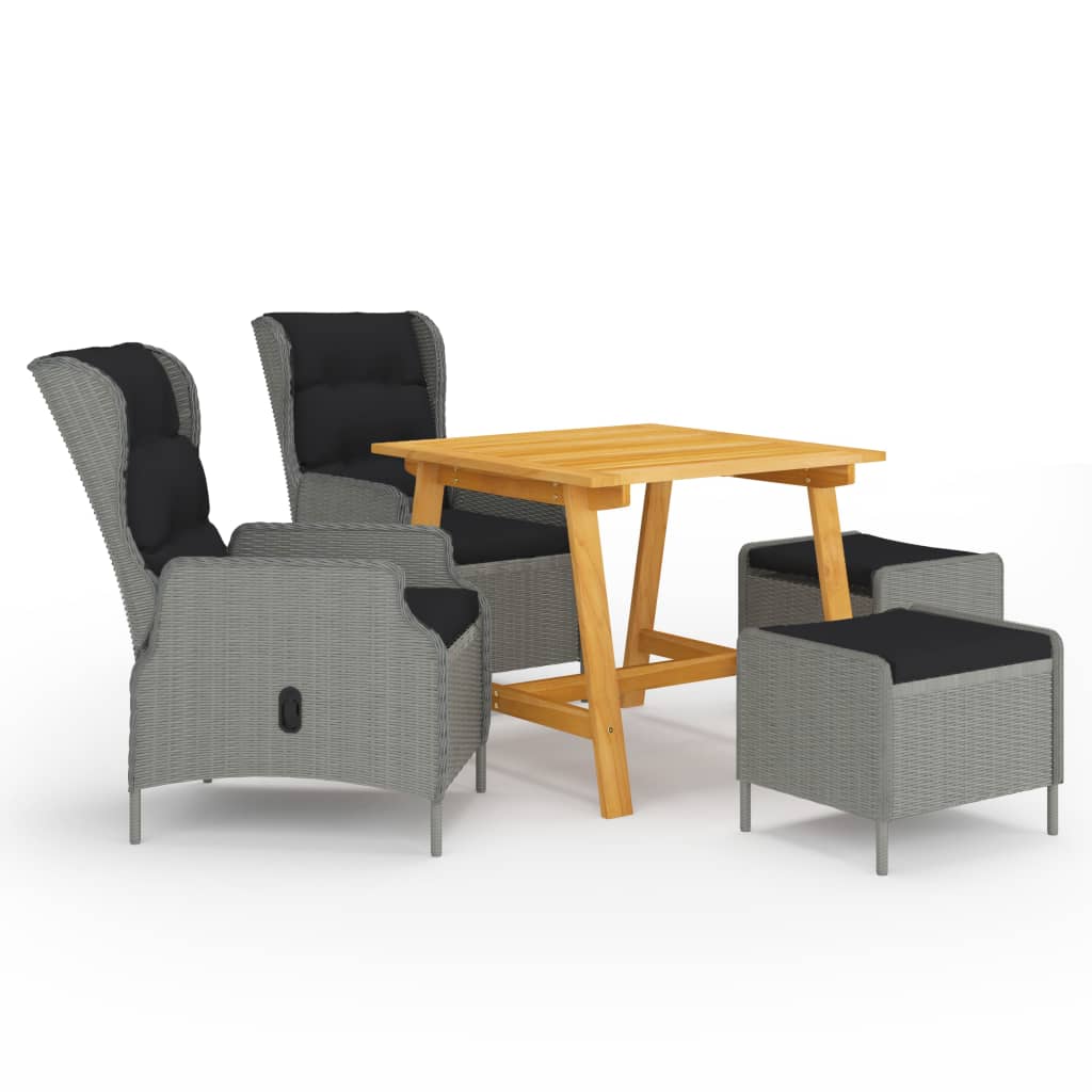 Ensemble à manger de jardin 5 pcs Gris clair