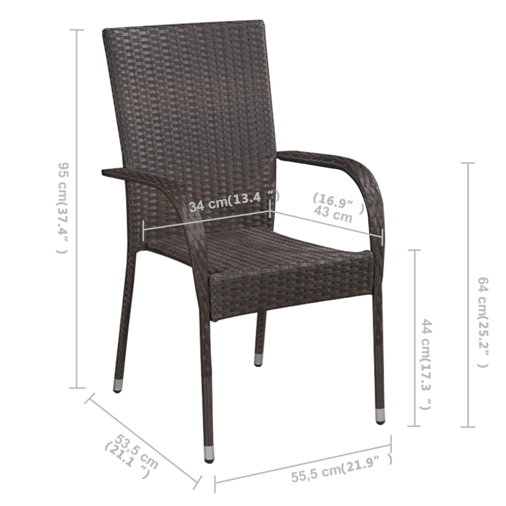 Ensemble à manger de jardin 5 pcs Marron