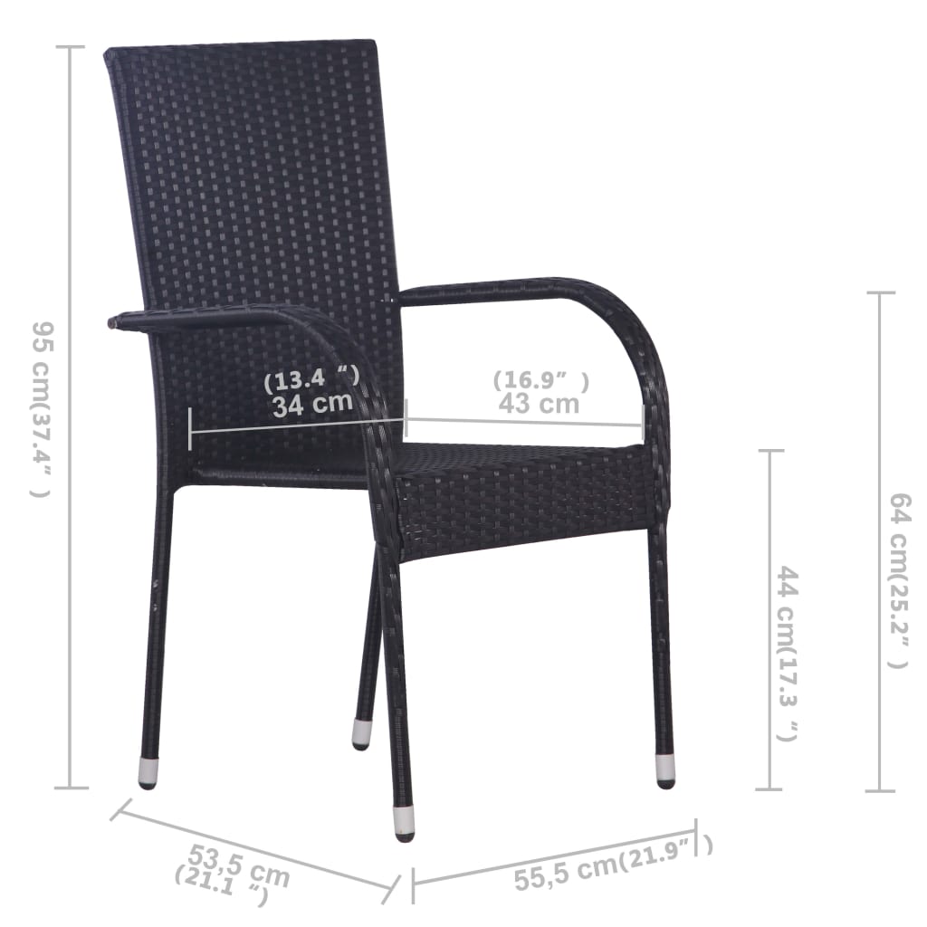 Ensemble à manger de jardin 5 pcs Noir