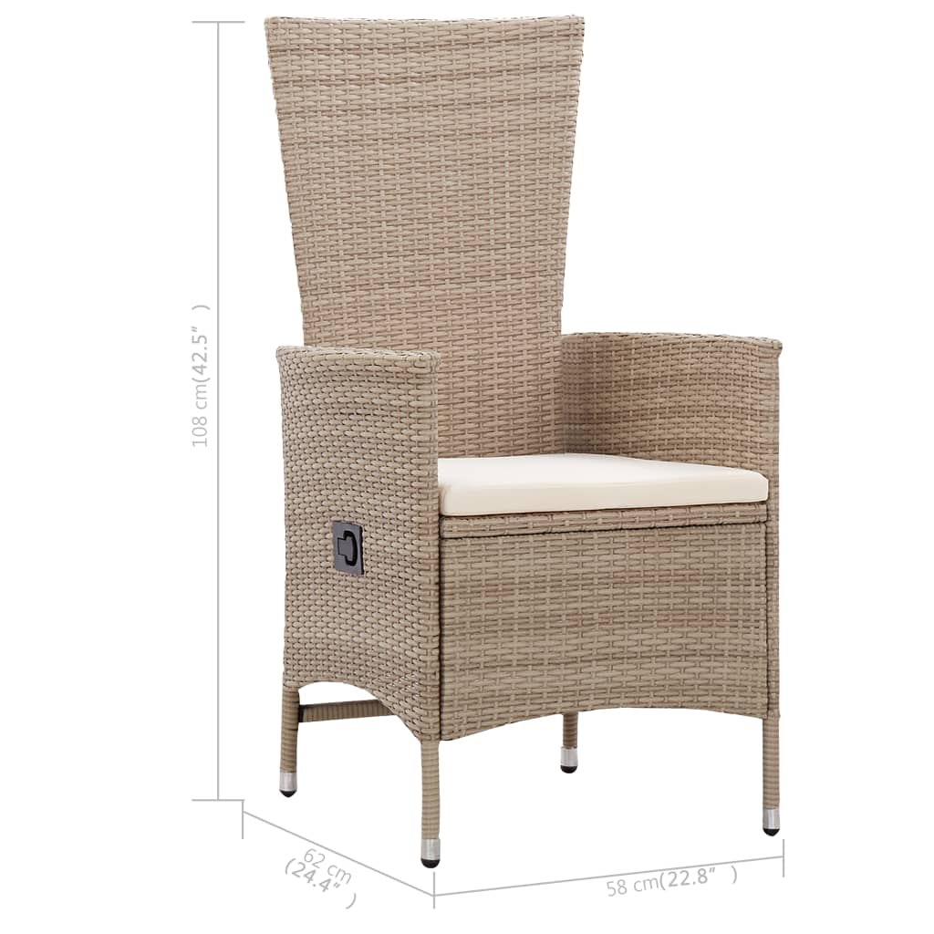Ensemble à manger de jardin 5 pcs Beige