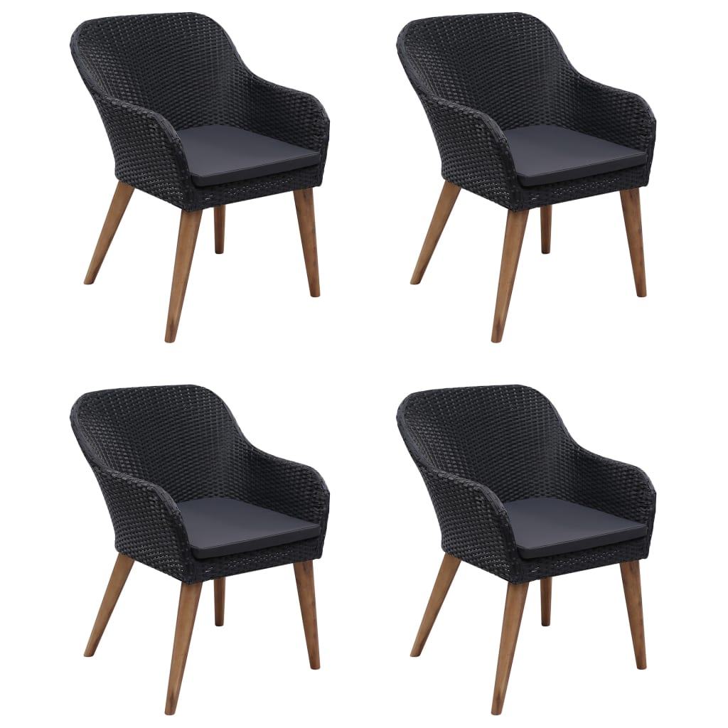 Ensemble à manger de jardin 5 pcs Noir