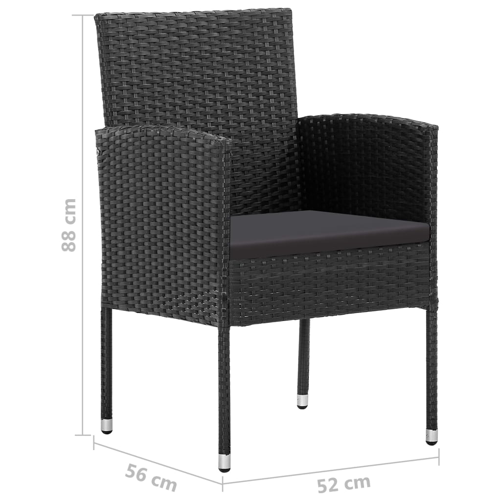 Ensemble à manger de jardin 5 pcs Noir