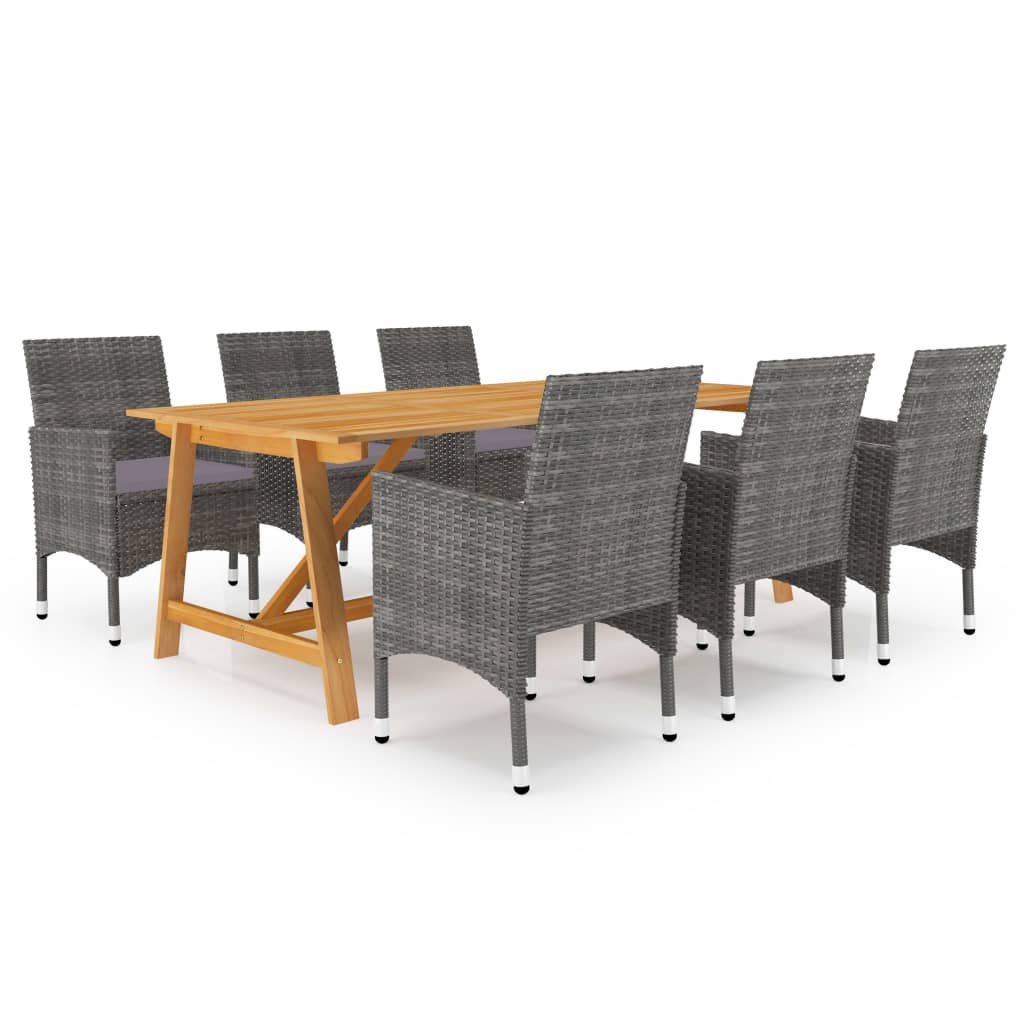 Ensemble à manger de jardin 7 pcs Gris