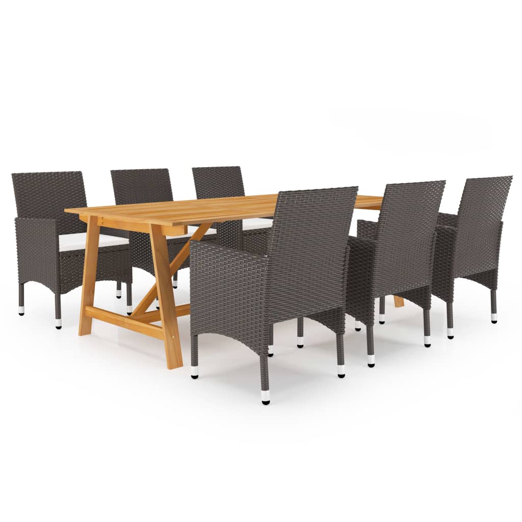 Ensemble à manger de jardin 7 pcs Marron