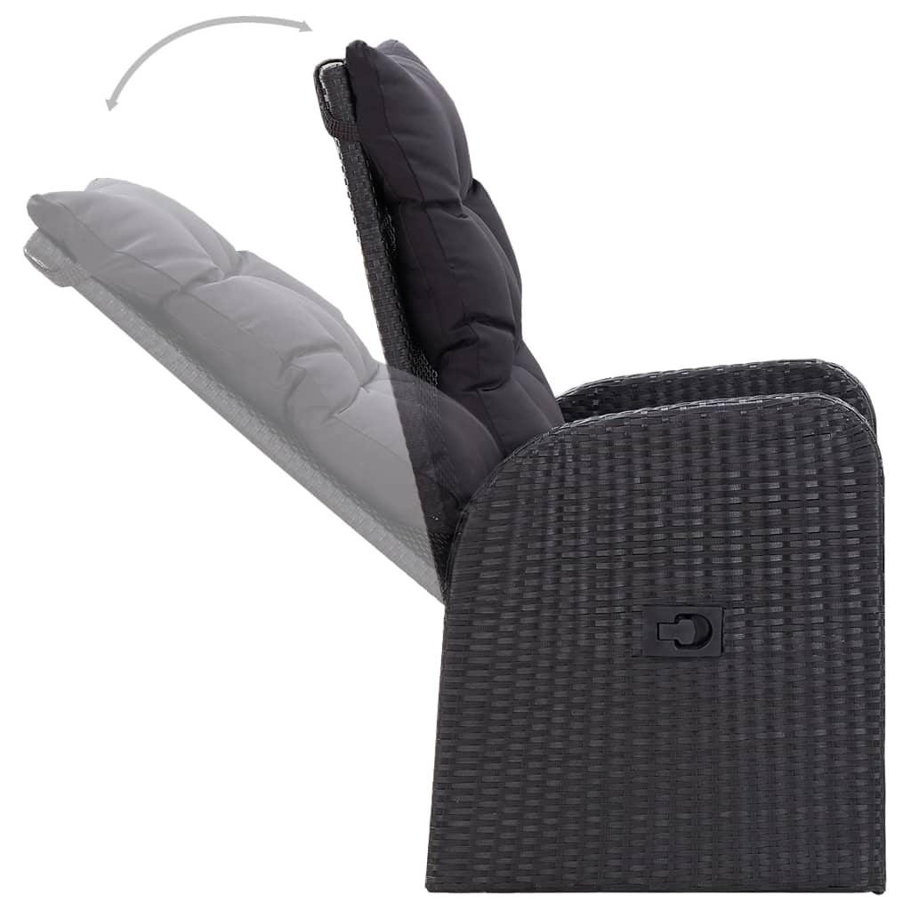 Ensemble à manger de jardin 7 pcs Noir