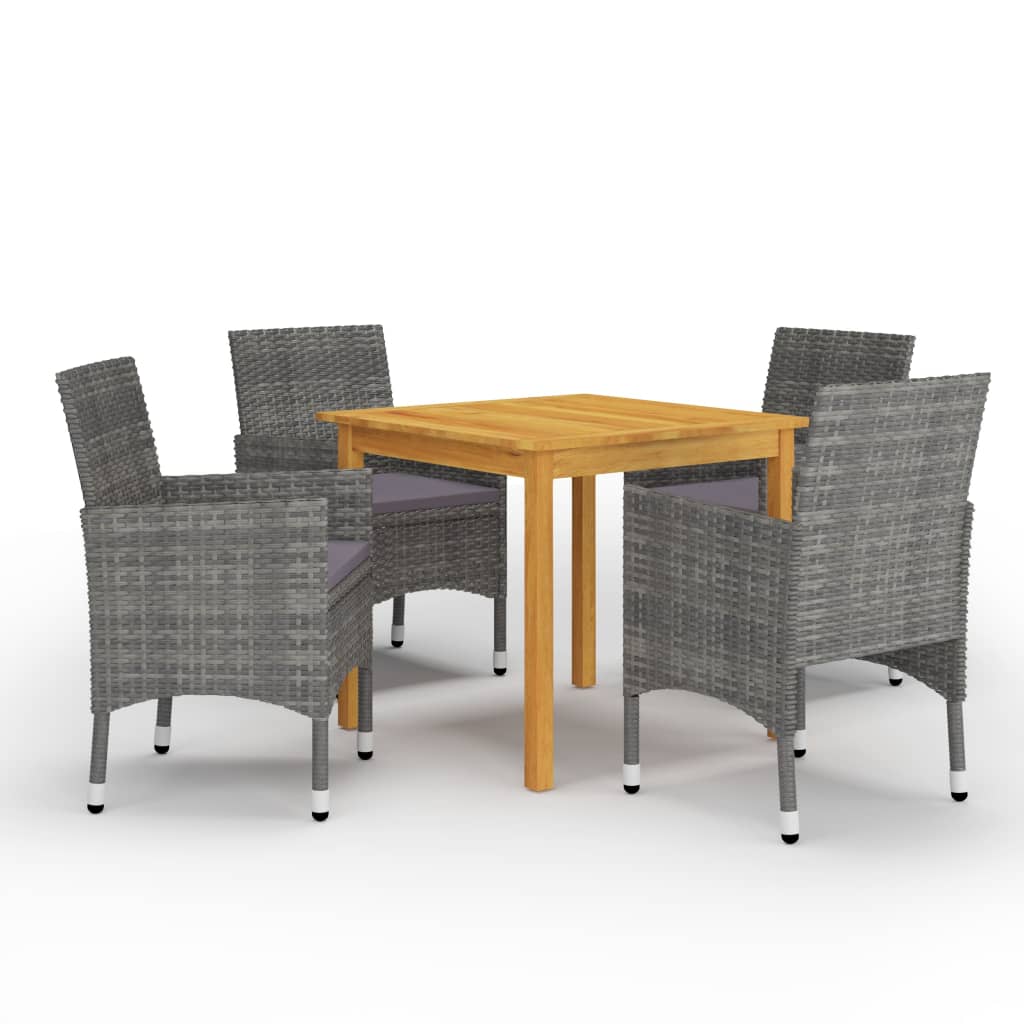 Ensemble à manger de jardin 5 pcs Gris