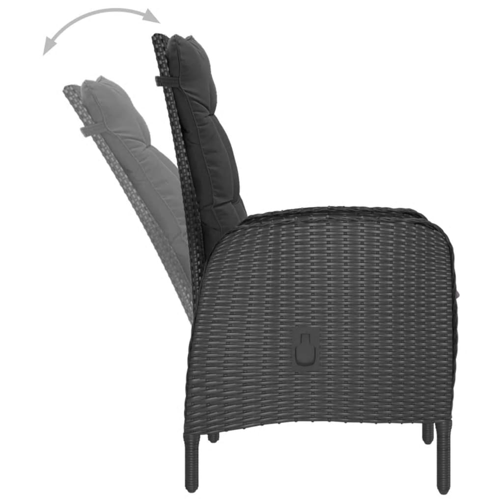 Ensemble à manger de jardin 3 pcs Noir