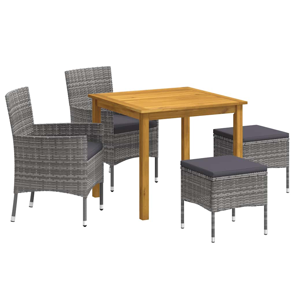 Ensemble à manger de jardin 5 pcs Gris
