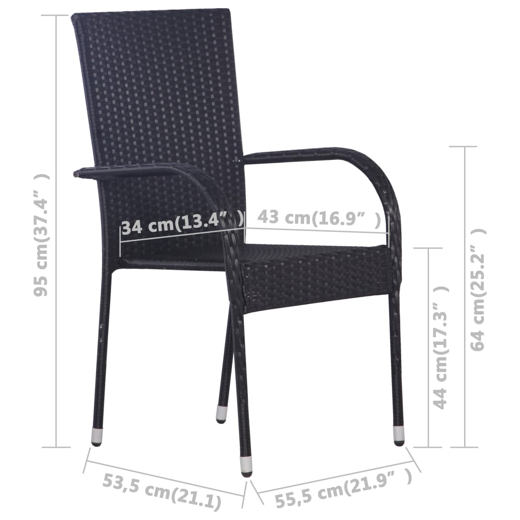 Ensemble à manger de jardin 3 pcs Noir
